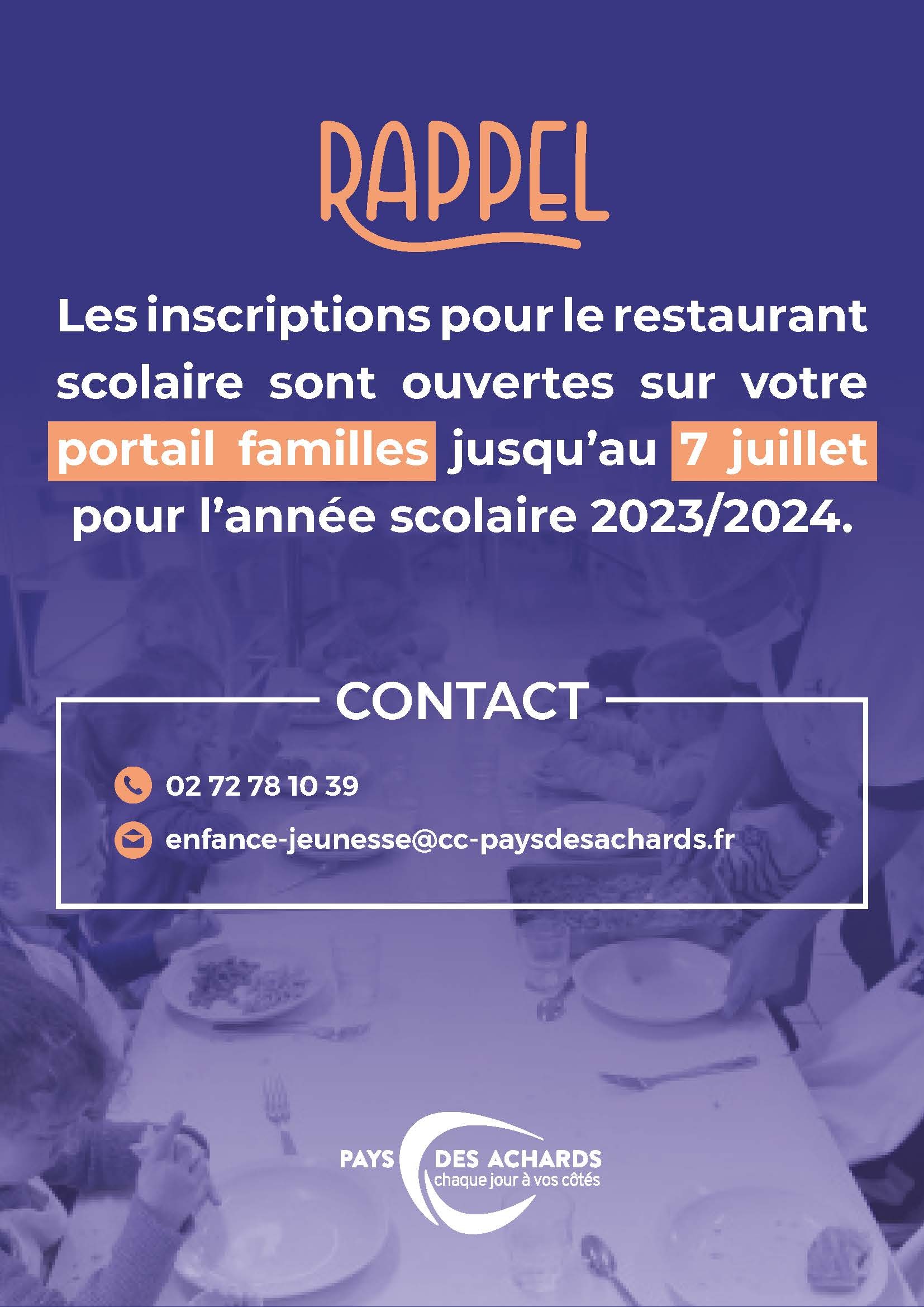 Affiche rappel inscription - resto sco