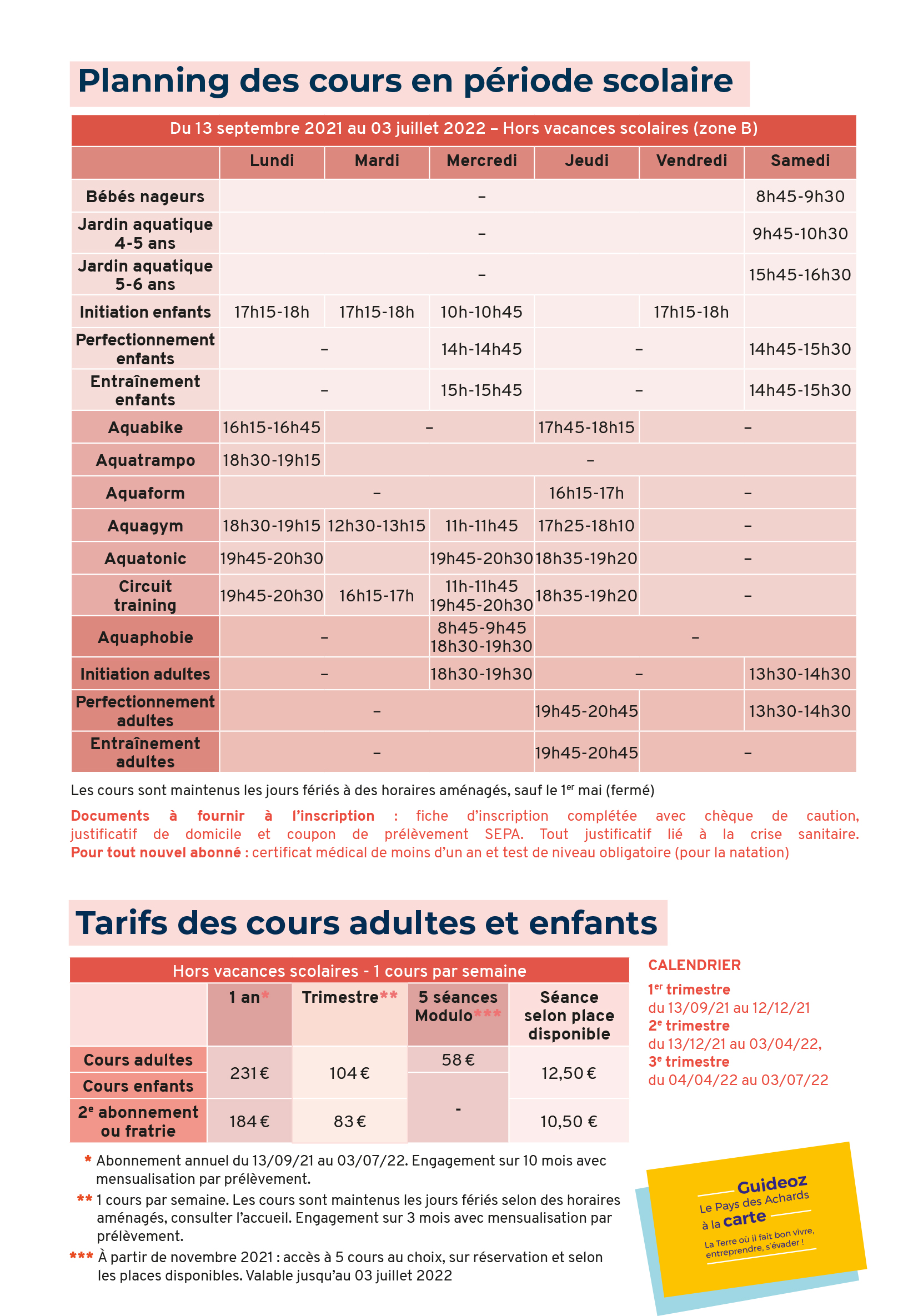s evader - CAPA - planning période scolaire 2021-2022